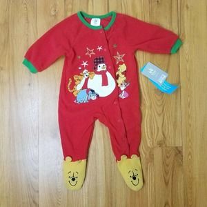Disney Baby NWT Winnie The Pooh Tigger Eeyore 6-9 Month Fleece Christmas Pj's